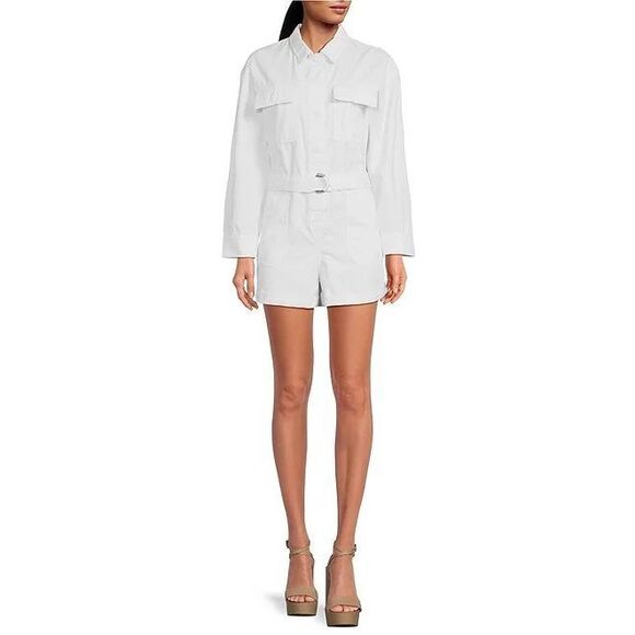 NWT Gianni Bini Charlie Denim Button Down Long Sleeve Romper size 12 - Picture 1 of 6